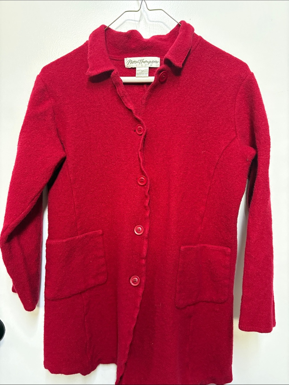 Norm Thompson Vibrant Red Button-Up Women's Cardigan Coat